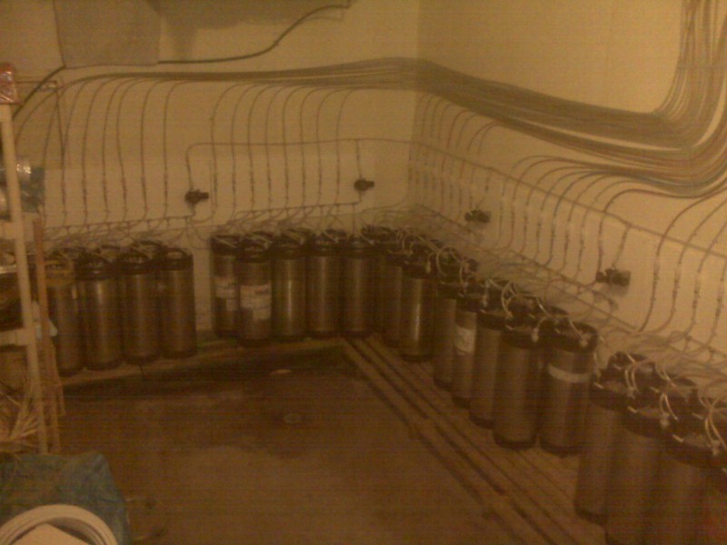 backroom liquor storage in walkin cooler